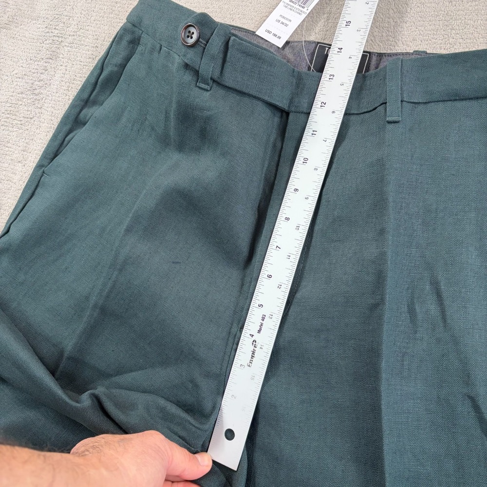 Todd Snyder Straight Fit 100% Linen Tab Trousers in Poseidon Men 34x32 NWT - Picture 9 of 11